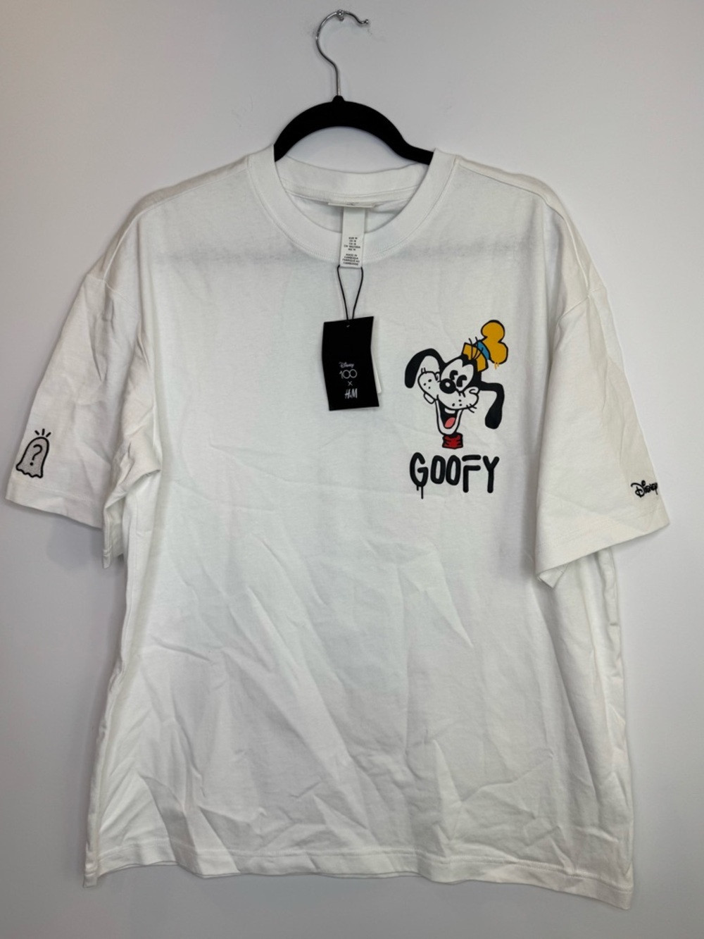 New H&M x Disney Mens Trevor Andrew Goofy Collab Oversized Shirt Size medium
